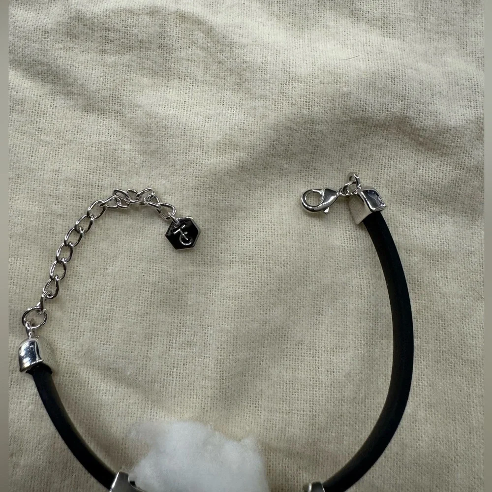 Touchstone crystal rubberized sterling silver bracelet - Picture 4 of 6